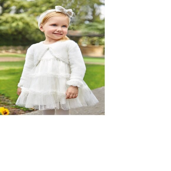 Abel & Lula Plumeti Cream Dot Tulle Dress Cream Baby Toddler 36M - Picture 2 of 9